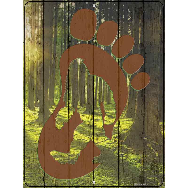 Bigfoot Foot Print Novelty Metal Parking Sign 9" x 12" (P)