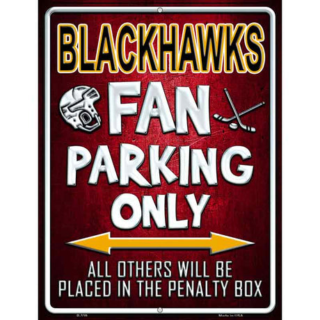 Black Hawks Metal Novelty Parking Sign 9" x 12" (P)