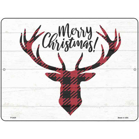 Merry Christmas Reindeer Novelty Metal Parking Sign 9" x 12" (P)