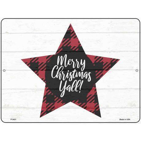 Merry Christmas Yall Novelty Metal Parking Sign 9" x 12" (P)