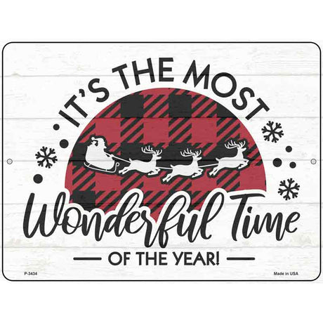 Sleigh Wonderful Time Of The Year Novelty Metal Parking Sign 9" x 12" (P)