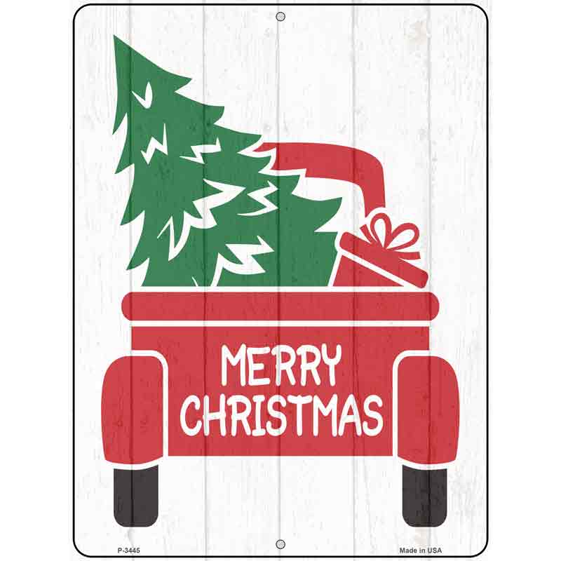 Merry Christmas Back Of Truck Novelty Metal Parking Sign 9" x 12" (P)