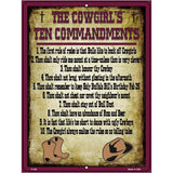 Cowgirls Ten Commandments Maroon Novelty Metal Parking Sign 9" x 12" (P)