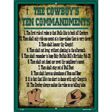 Cowboys Ten Commandments Green Novelty Metal Parking Sign 9" x 12" (P)