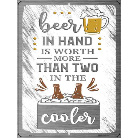 Beer In Hand Novelty Metal Parking Sign 9" x 12" (P)