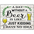 Day Without Beer Novelty Metal Parking Sign 9" x 12" (P)