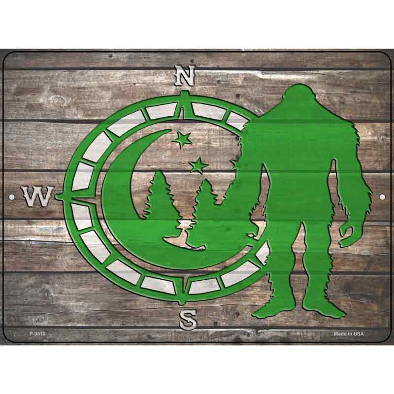 Bigfoot Compass Novelty Metal Parking Sign 9" x 12" (P)