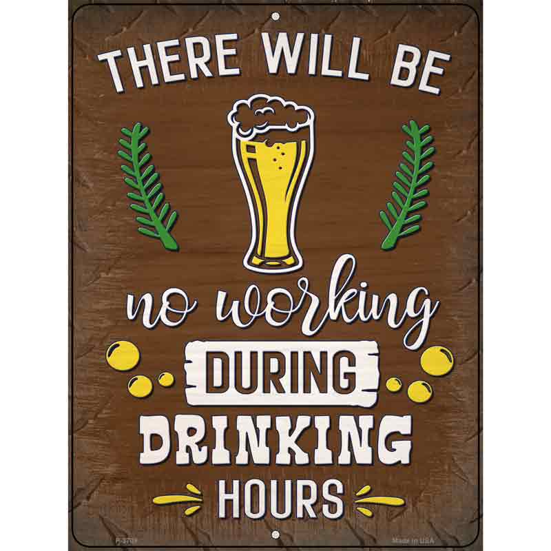 During Drinking Hours Novelty Metal Parking Sign 9" x 12" (P)