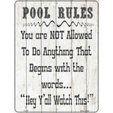 Pool Rules Novelty Metal Parking Sign 9" x 12" (P)