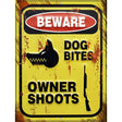 Beware Dog Bites Novelty Metal Parking Sign 9" x 12" (P)