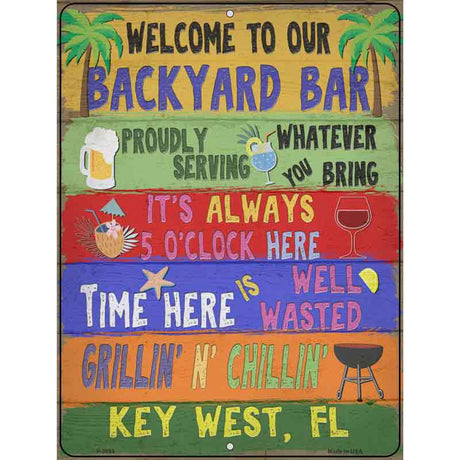 Backyard Bar Key West Novelty Metal Parking Sign 9" x 12" (P)