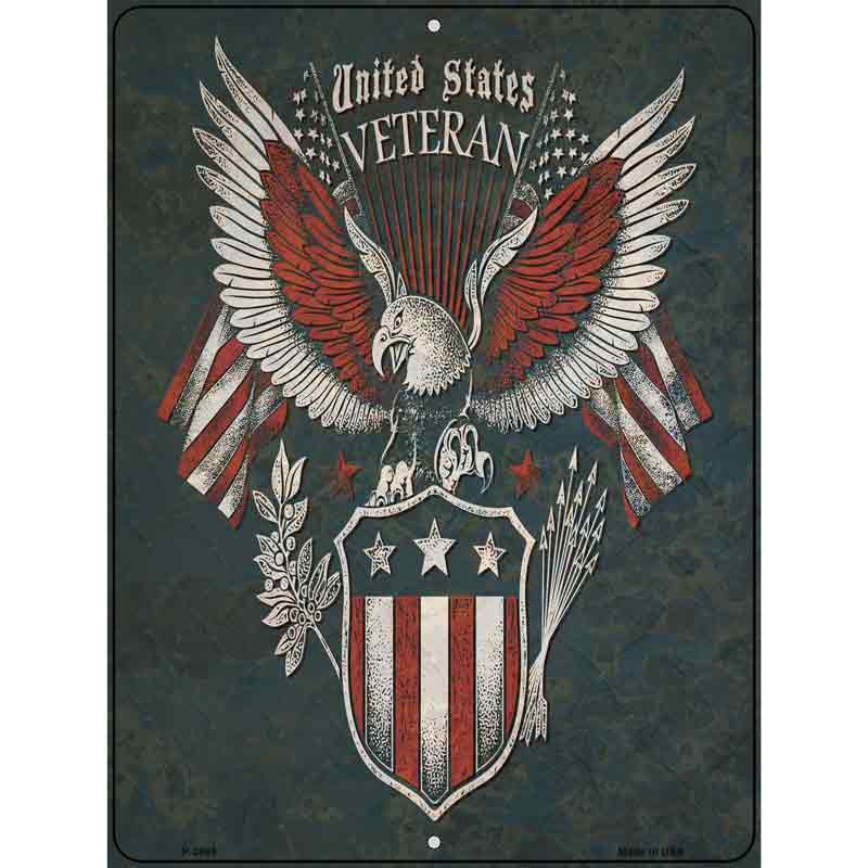 United States Veteran Eagle Novelty Metal Parking Sign 9" x 12" (P)