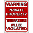 Trespassers Will Be Violated Novelty Metal Parking Sign 9" x 12" (P)