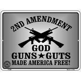 God Guns Guts Metal Novelty Parking Sign 9" x 12" (P)