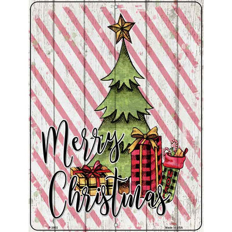 Merry Christmas Tree Novelty Metal Parking Sign 9" x 12" (P)