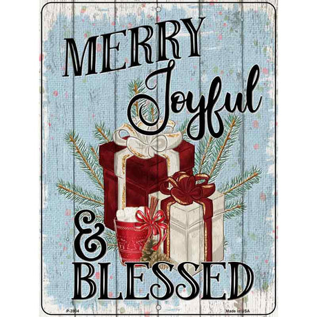 Merry Joyful Blessed Novelty Metal Parking Sign 9" x 12" (P)