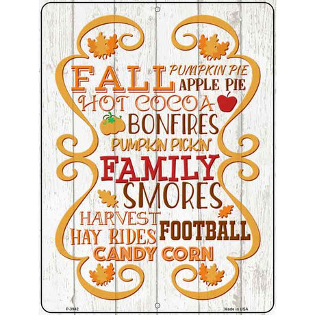 Fall Autumn Season Novelty Metal Parking Sign 9" x 12" (P)