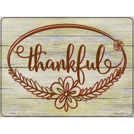 Thankful Wood Background Novelty Metal Parking Sign 9" x 12" (P)