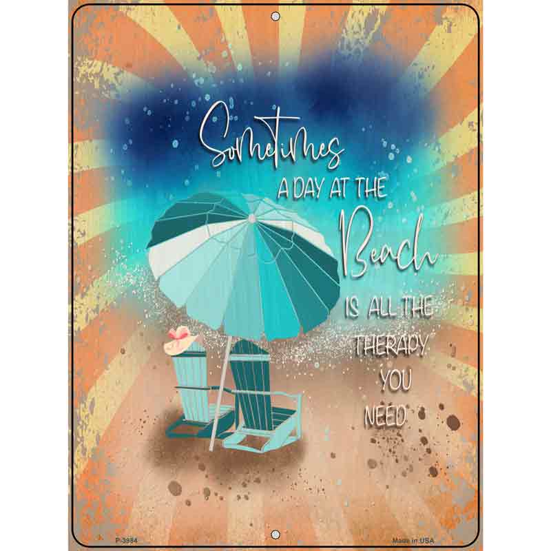 A Day At The Beach Novelty Metal Parking Sign 9" x 12" (P)