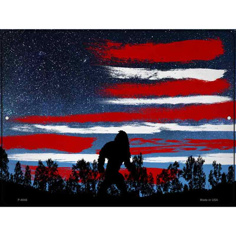 Bigfoot American Flag Novelty Metal Parking Sign 9" x 12" (P)