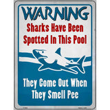 Warning Shark Have Been Spotted Novelty Metal Parking Sign 9" x 12" (P)