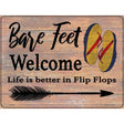 Bare Feet Welcome Novelty Metal Parking Sign 9" x 12" (P)