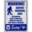 Warning Bigfoot Breading Area Novelty Metal Parking Sign 9" x 12" (P)