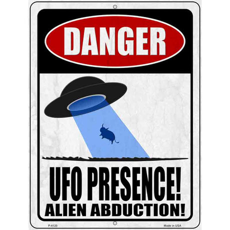 UFO Presence Cow Novelty Metal Parking Sign 9" x 12" (P)