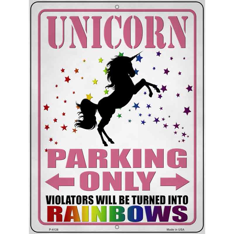 Unicorn Parking Only Pink Novelty Metal Parking Sign 9" x 12" (P)