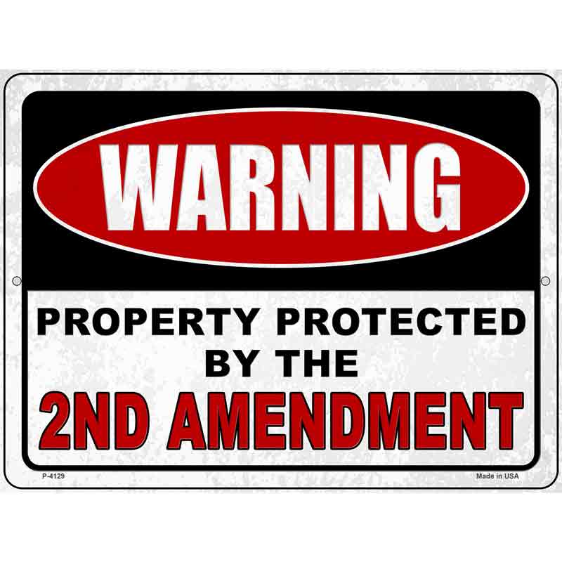 Warning Protected By the 2nd Novelty Metal Parking Sign 9" x 12" (P)