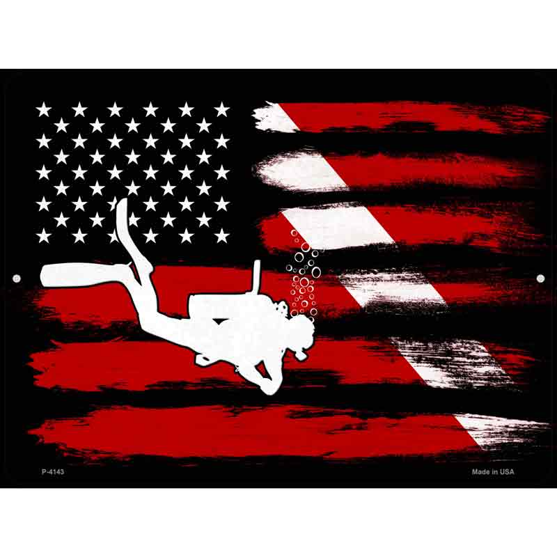 Diver|US Flag Novelty Metal Parking Sign 9" x 12" (P)