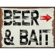 Beer and Bait Right Novelty Metal Parking Sign 9" x 12" (P)