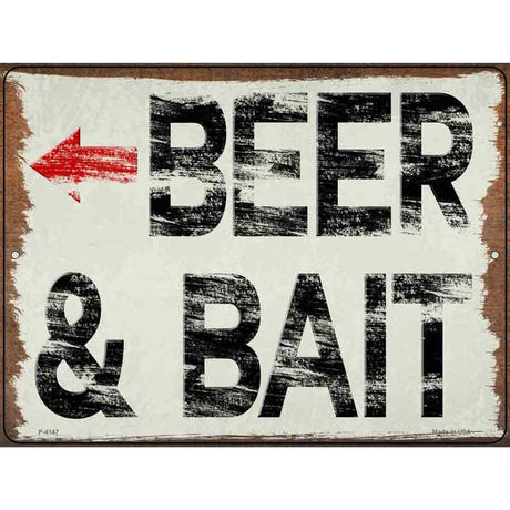 Beer and Bait Left Novelty Metal Parking Sign 9" x 12" (P)