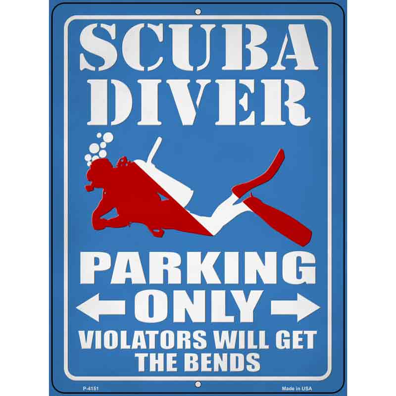 Scuba Diver Parking Only Novelty Metal Parking Sign 9" x 12" (P)