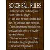 Bocce Ball 6 Rules Novelty Metal Parking Sign 9" x 12" (P)