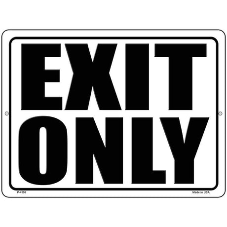 Exit Only White Novelty Metal Parking Sign 9" x 12" (P)