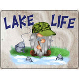 Lake Life Camo Gnome Novelty Metal Parking Sign 9" x 12" (P)