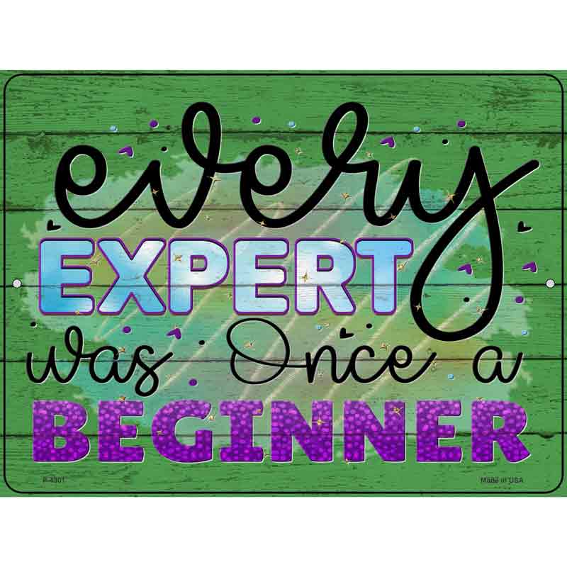 Expert Was Once A Beginner Novelty Metal Parking Sign 9" x 12" (P)