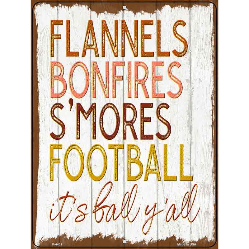 Flannels Bonfires Smores Novelty Metal Parking Sign 9" x 12" (P)