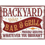 Backyard Bar and Grill Novelty Metal Parking Sign 9" x 12" (P)