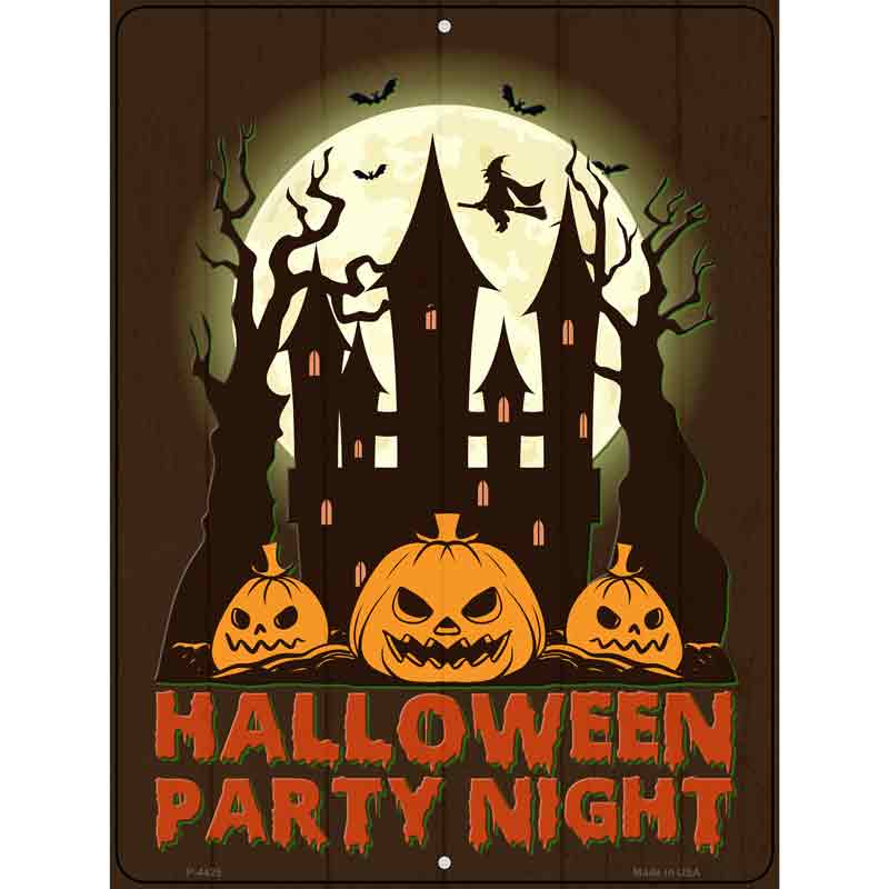 Halloween Party Night Novelty Metal Parking Sign 9" x 12" (P)