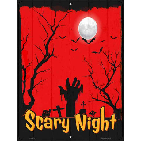 Scary Night Graveyard Novelty Metal Parking Sign 9" x 12" (P)