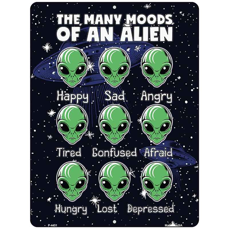 The Many Moods of an Alien Metal Novelty Parking Sign P-4451