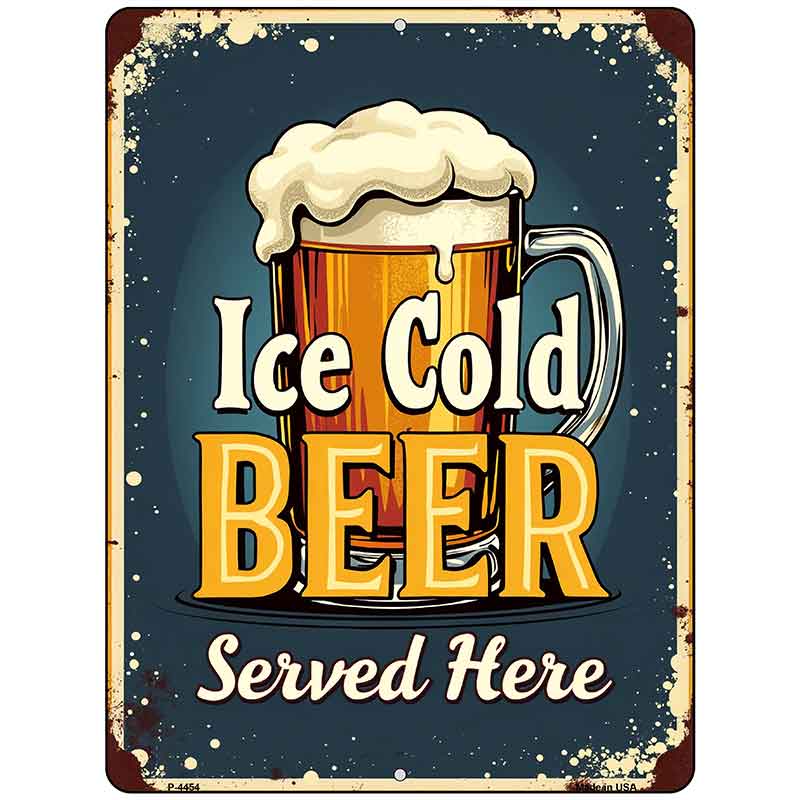 Ice Cold Beer Served Here Metal Novelty Parking Sign P-4454