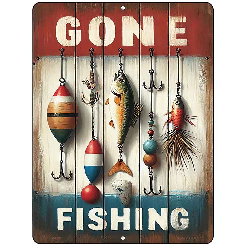 Gone Fishing Metal Novelty Parking Sign P-4609
