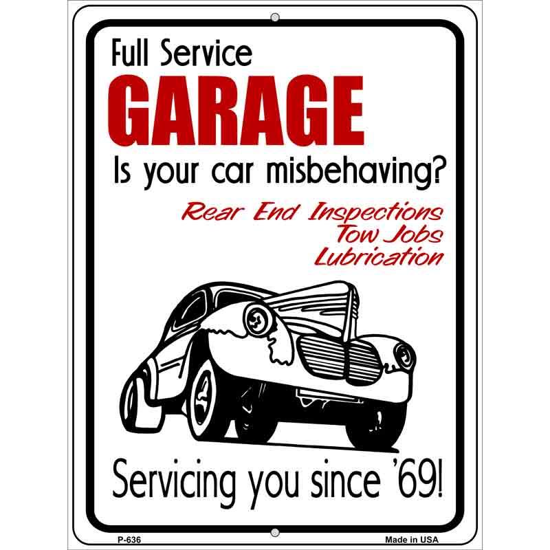Full Service Garage Metal Novelty Parking Sign 9" x 12" (P)