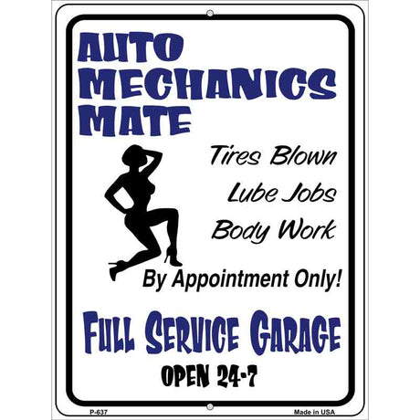 Auto Mechanics Mate Metal Novelty Parking Sign 9" x 12" (P)