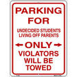 Parking For Undecided Students Metal Novelty Parking Sign 9" x 12" (P)