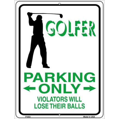 Golfer Parking Only Male Metal Novelty Parking Sign 9" x 12" (P)