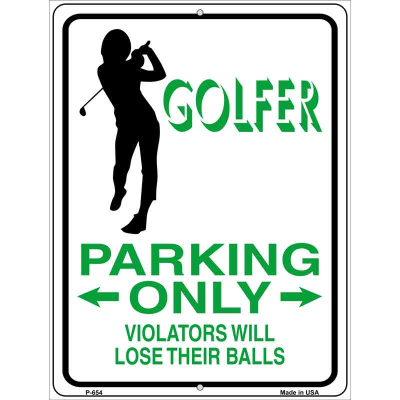 Golfer Parking Only Female Metal Novelty Parking Sign 9" x 12" (P)